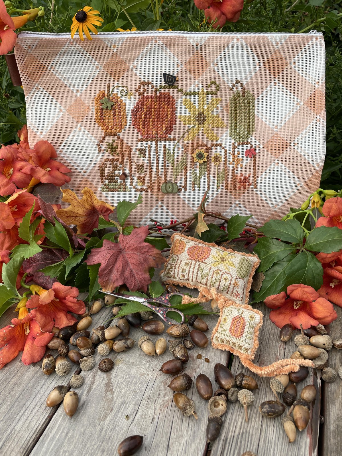 Autumn Mad for Plaid Cross Stitch Chart