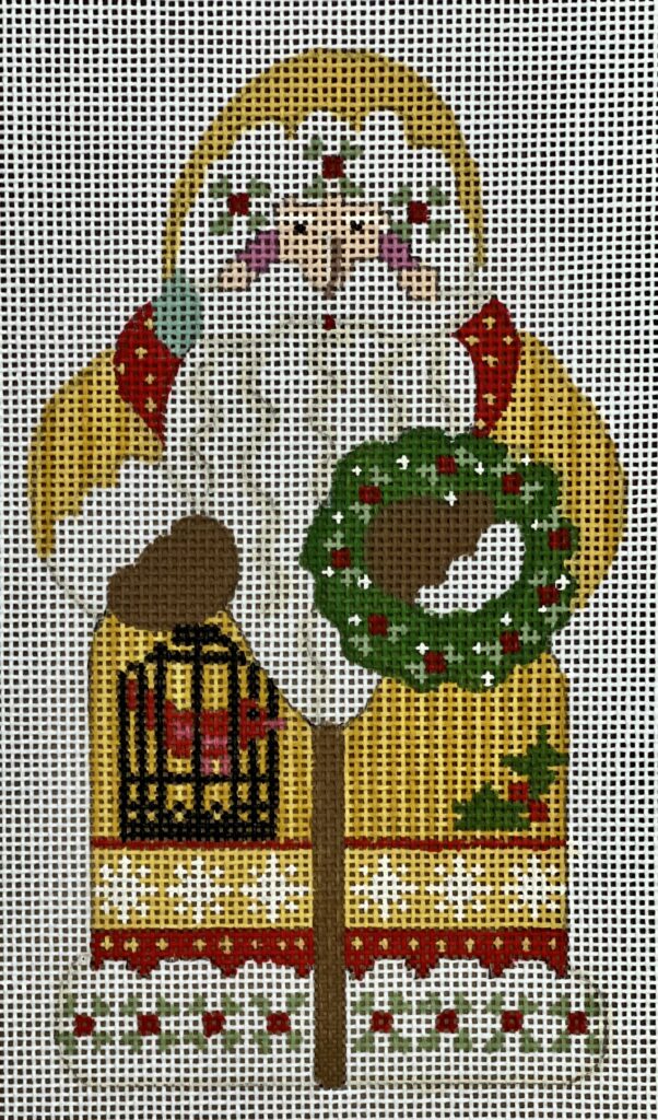 Father Christmas - Yellow holding Wreath CH-1384