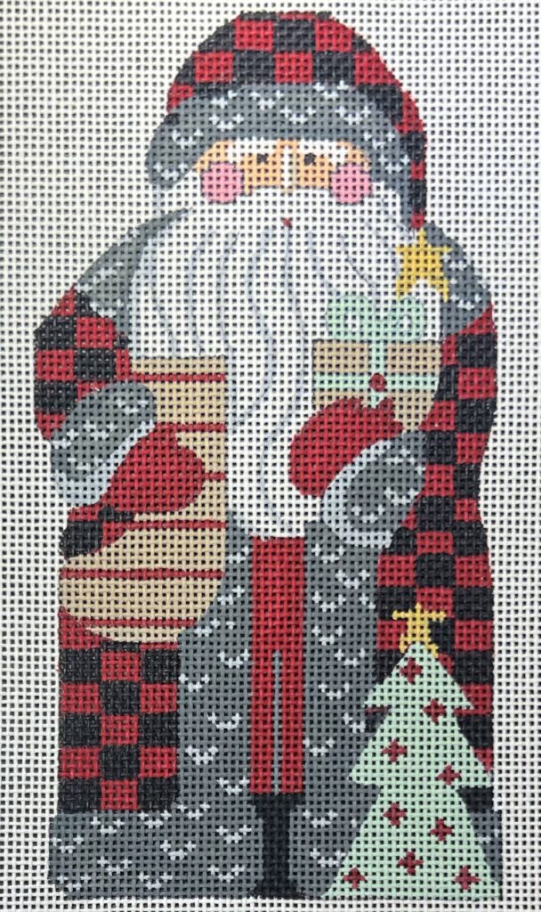 Father Christmas - Buffalo Plaid holding Present CH-1387