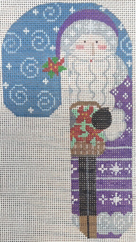 Father Christmas Candy Cane- Purple holding Poinsettias CH-1396