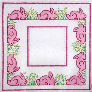 Pink Bunnies And Flowers Frame F-100