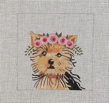 Yorkie with Floral Crown IN085