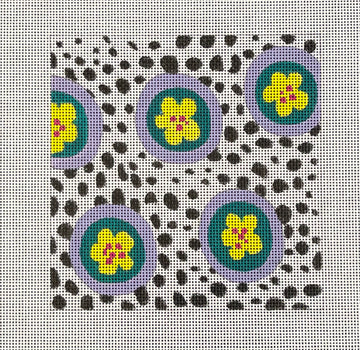 Yellow Flowers In Circle B/W IN287