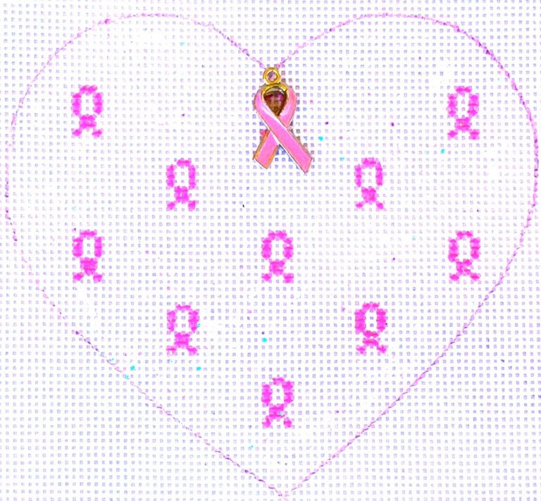 Pink Ribbon Heart White HB-706