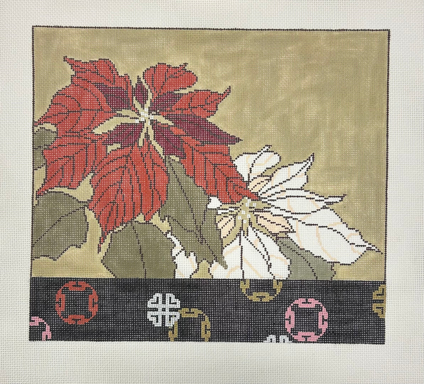 Poinsettia with Asian Border UNKPOIN