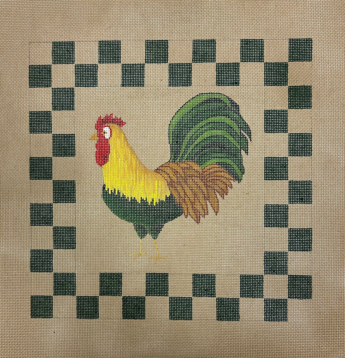 Rooster with Green Check Border NMA304