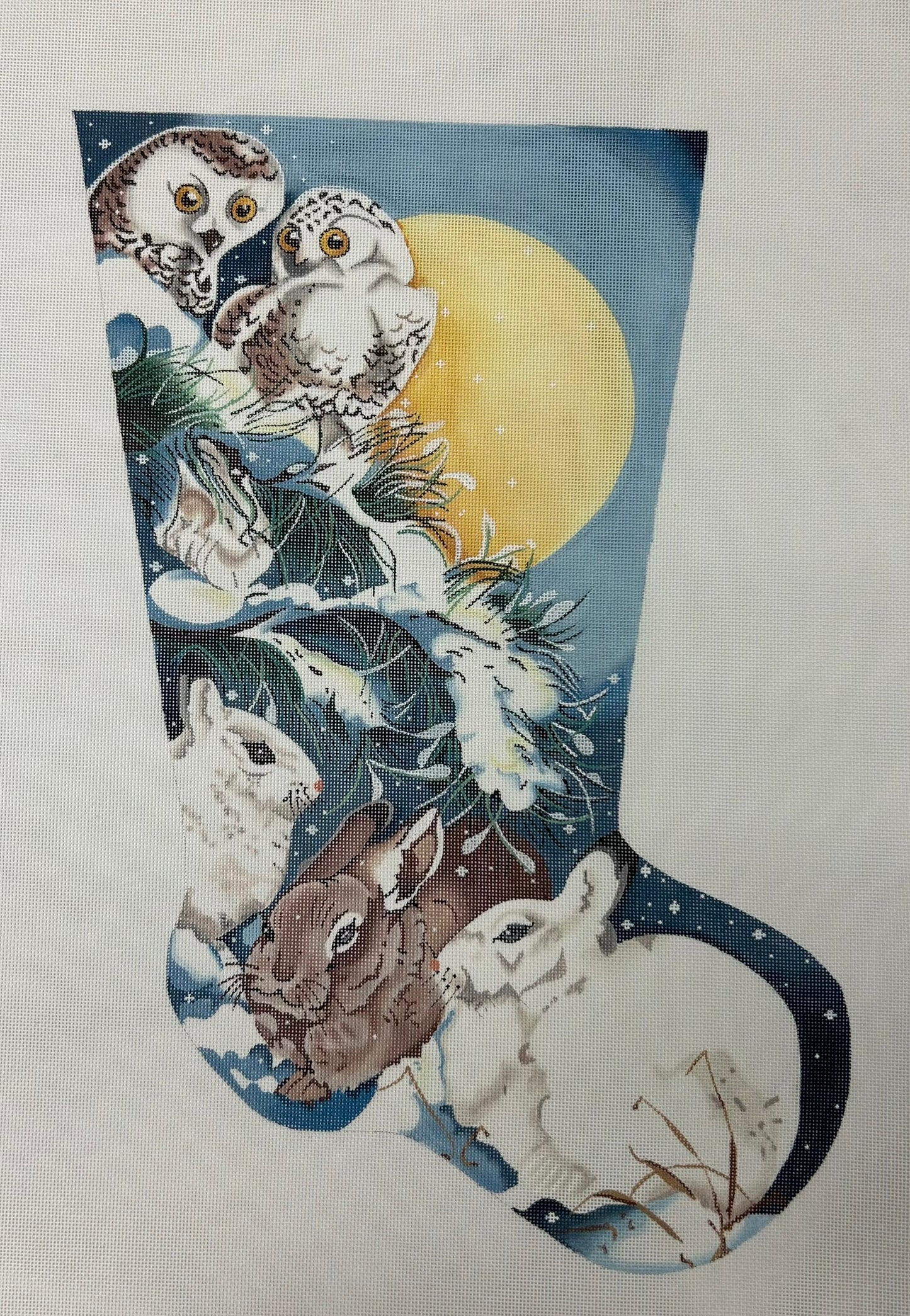 Snow Bunnies and Owls in the Moonlight 1016R