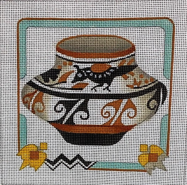 Quail Pot with Southwest Border J-51