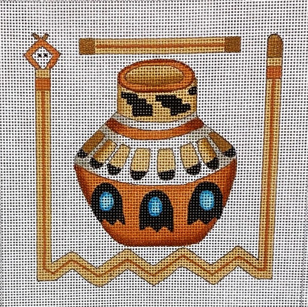 Copper Pot with Southwest Border J-52