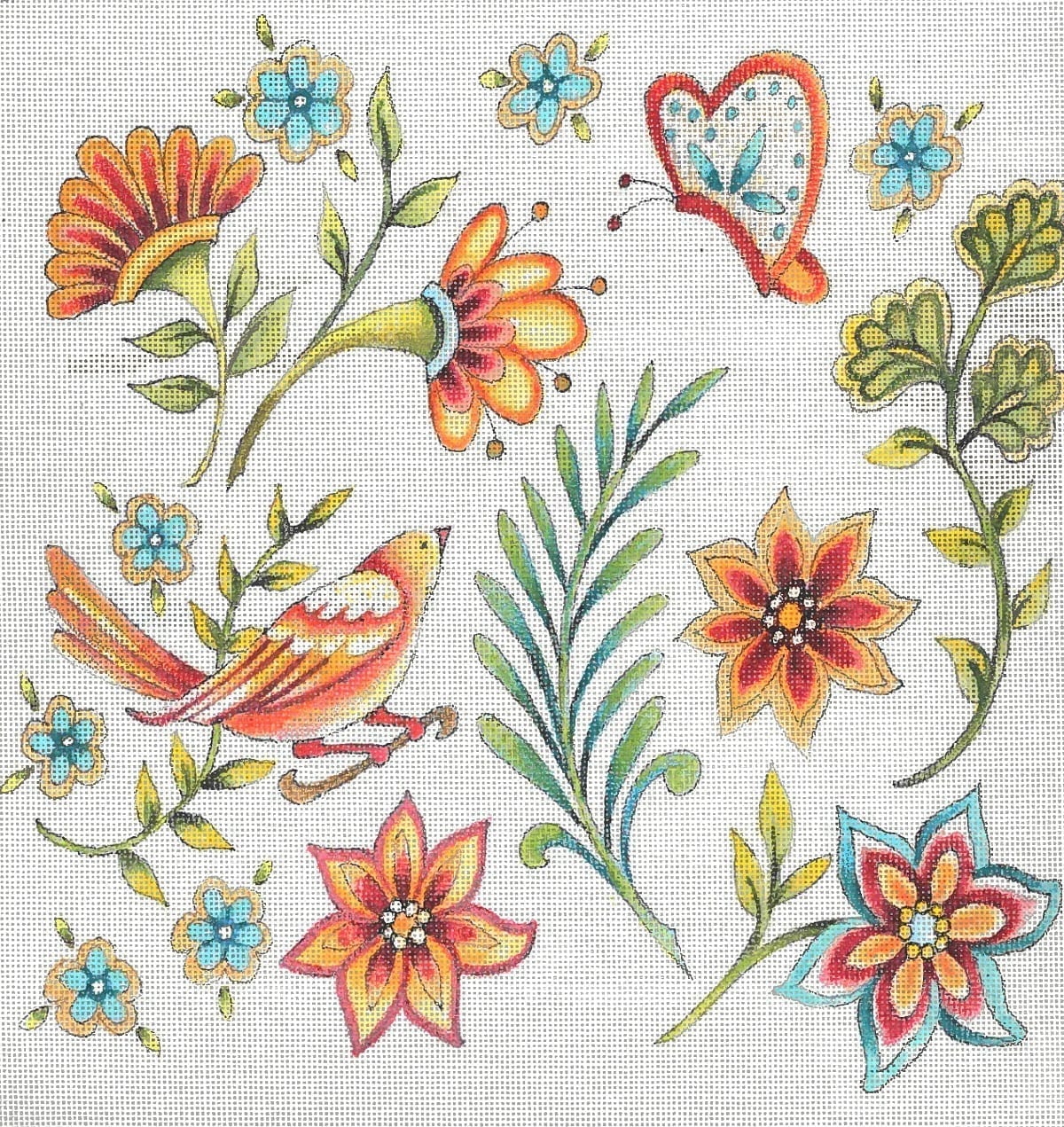 Folk flower pattern-White JG-132