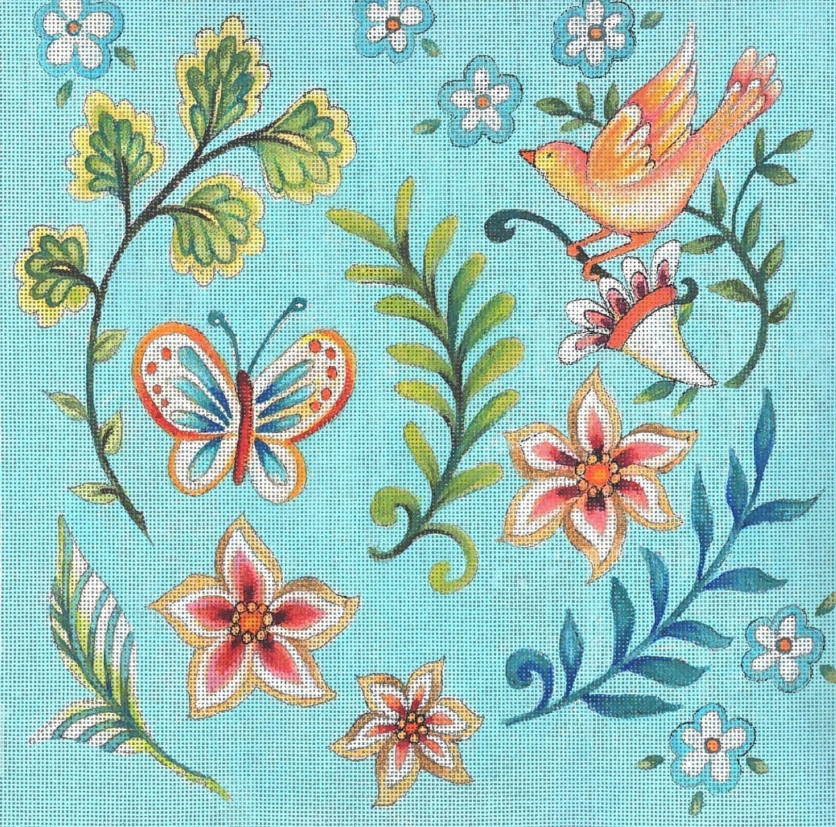 Folk flower pattern-Lt.Blue JG-134