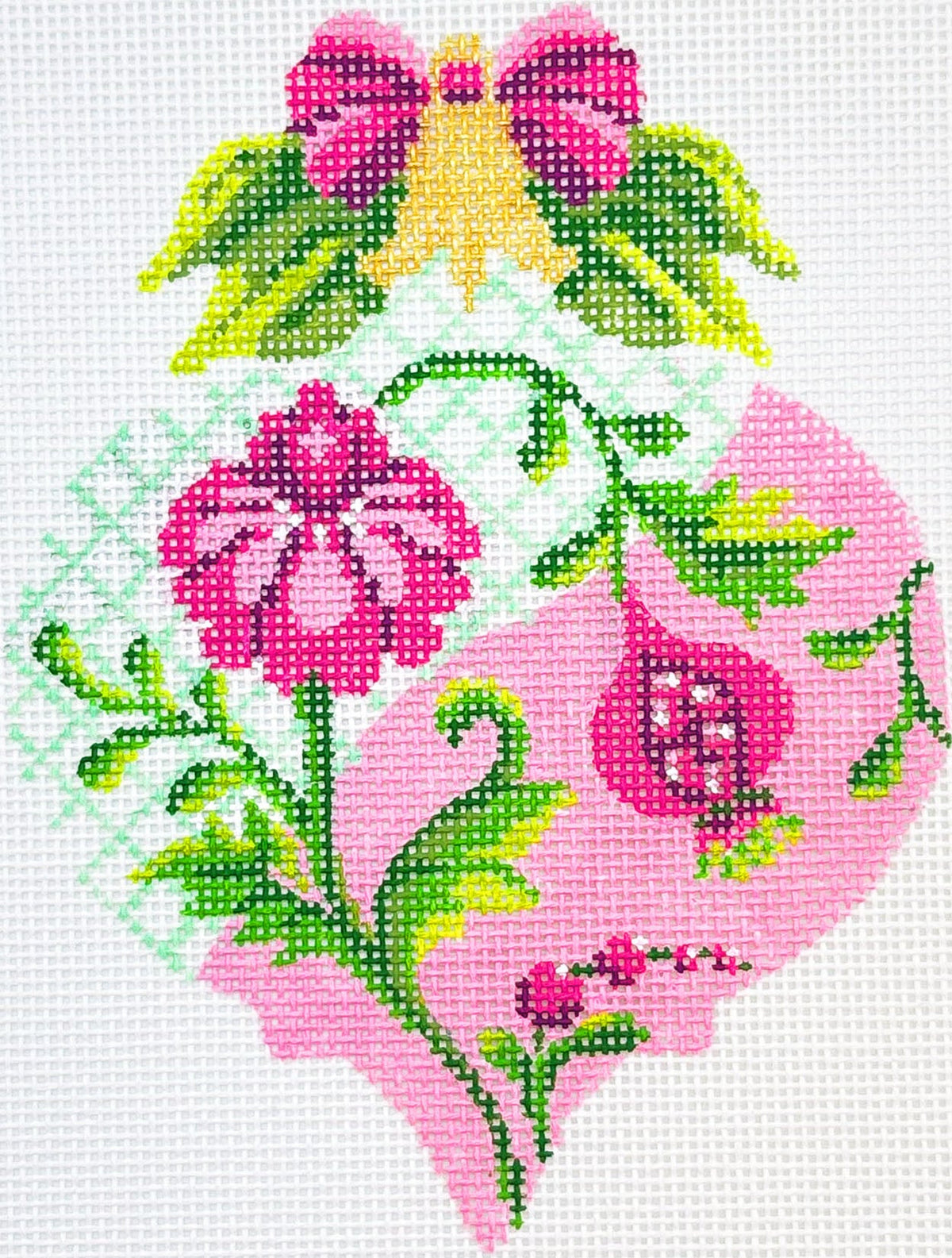 Pink & Green Trellis Teardrop KC-KAH52-18