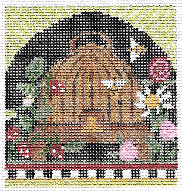 Folk Art Bee Skep w/ Strawberries KC-KCBee01