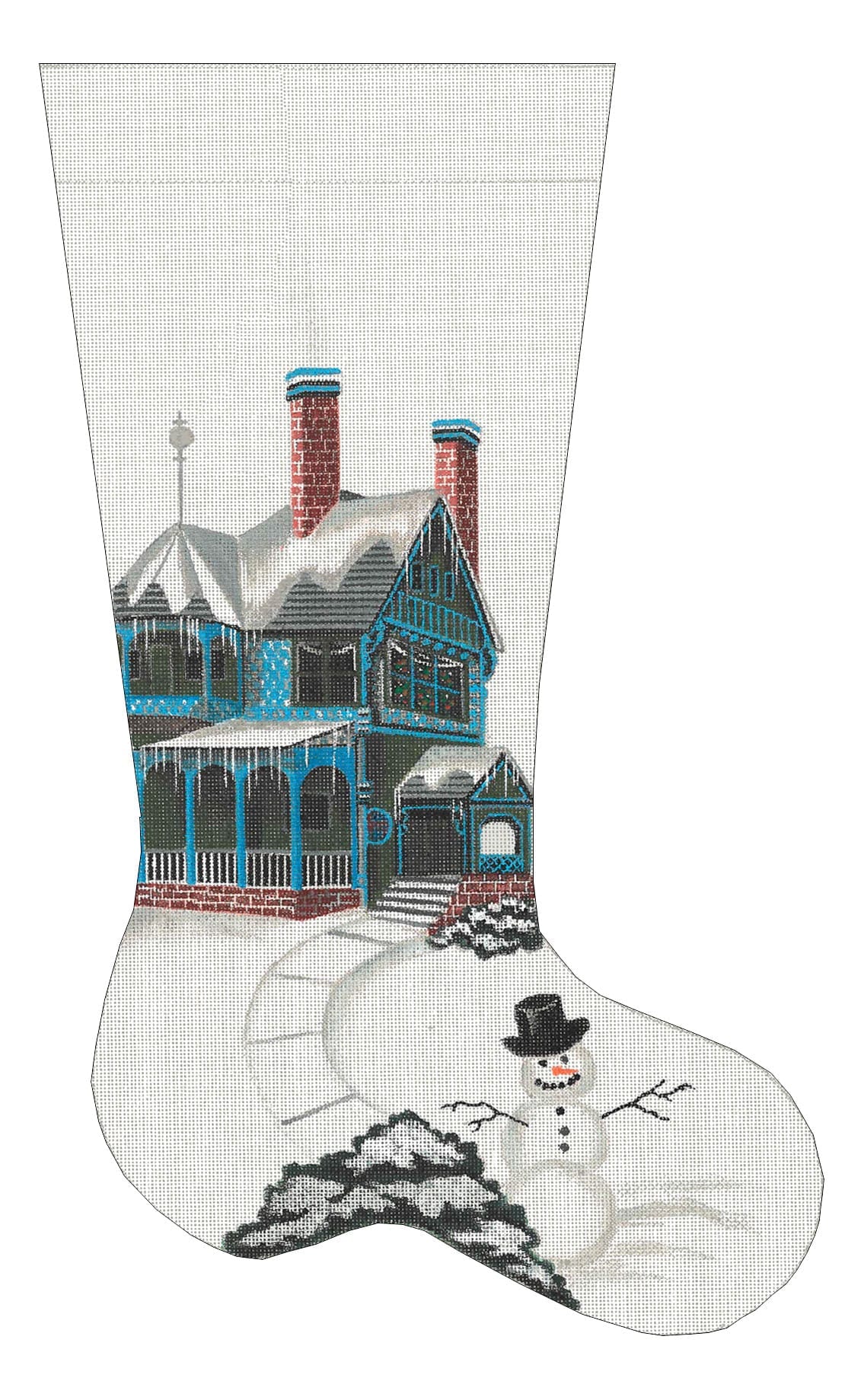 Green Queen Anne House Stocking LD-8443