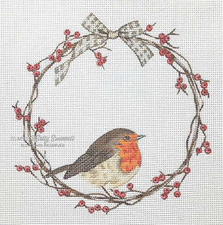 Mis: Bird on Berry Wreath SSMS03
