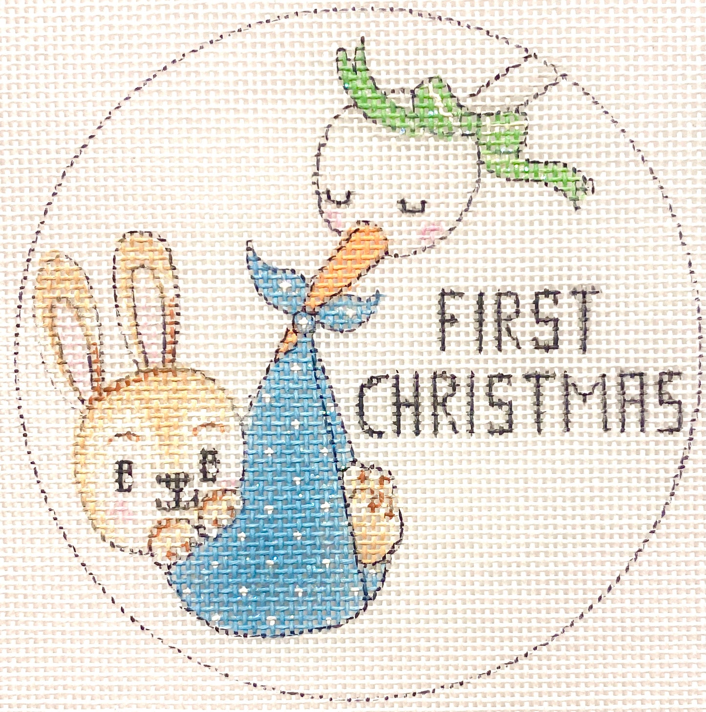 Stork & Baby Boy Bunny First Xmas X471