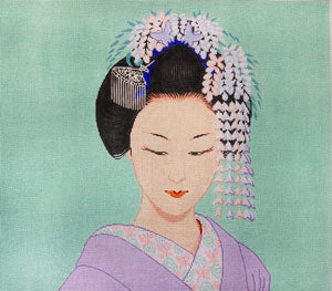 Geisha With Hair Comb And Flowers C-503d