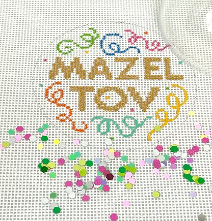 3” Round w/ Clear Dome & Confetti – “Mazel Tov” w/ Colorful Confetti Swirls JMD-10