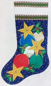 Christmas Ornaments And Stars Stocking X-172