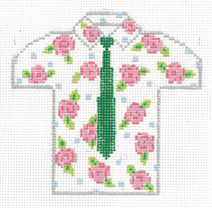 Men"s Shirt- Roses With Green Tie XO-221a