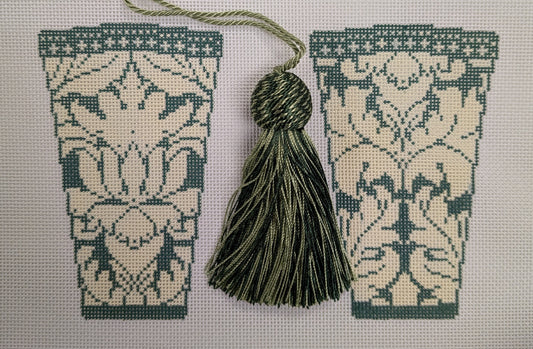 Green Damask Scissor Case w/Tassel WG12353