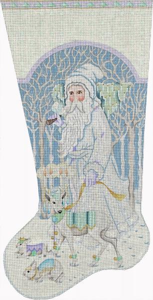 White Winter Walk Santa Stocking 542