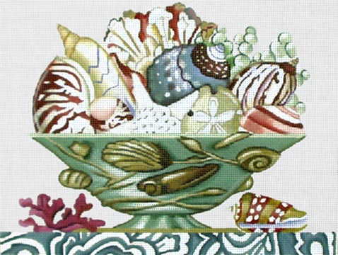 Shell Compote Red Coral  1435-A