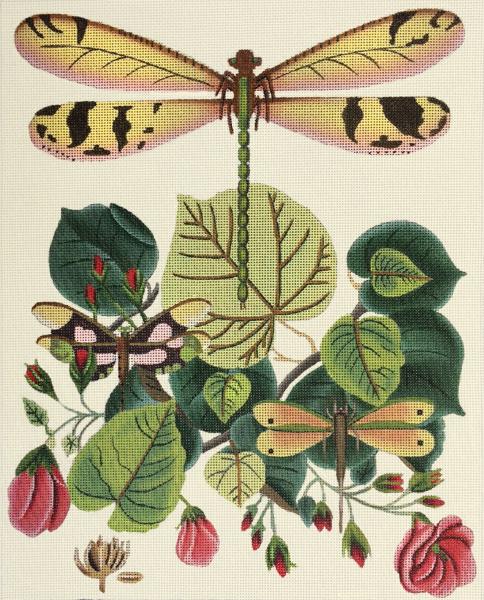 Cream Dragonfly Botanical / Roses  2151-2C