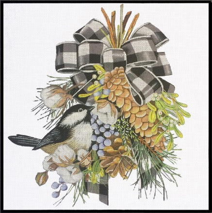 Black&White Ribbon Pinecone MLT535