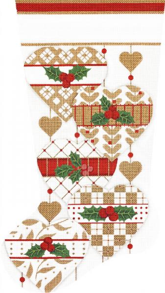 Golden White Heart Stocking  2242