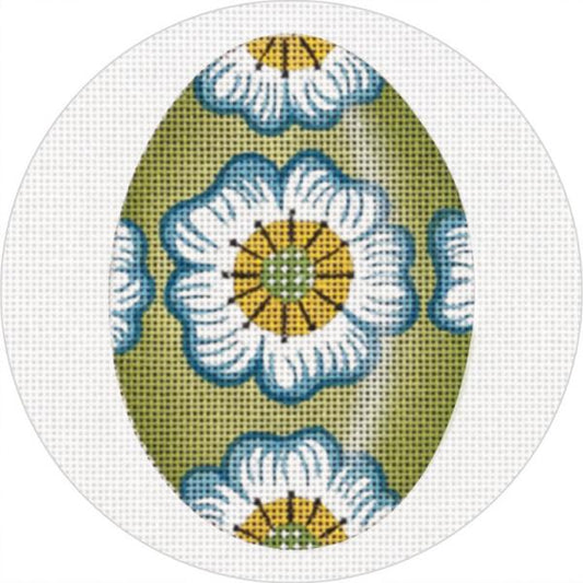 Green W/Blue Flowerx Egg Ornament MLT745-B