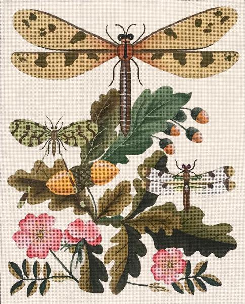 Cream Dragonfly Botanical / Acorns  2151-2B