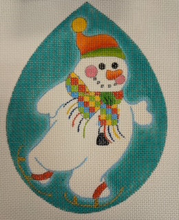 Snowman Ice Skating in Teal Drop 530B