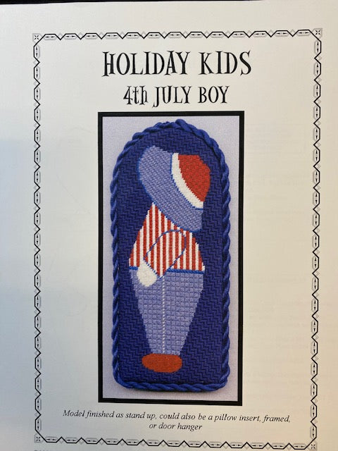 Holiday Kids - 4th of July Boy Line Drawn Canvas w/Stitch Guide