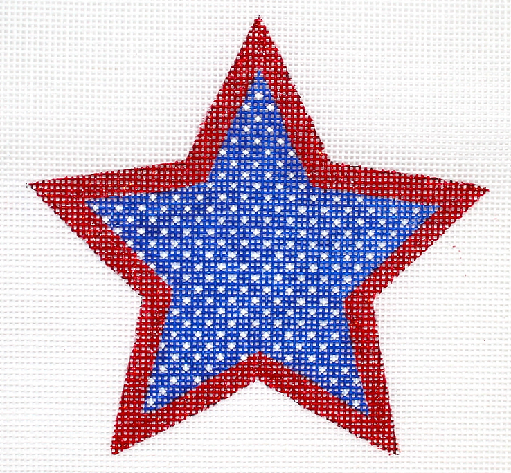 Mini Star – Blue w/ White Dots & Sparkly Red Border OM-236