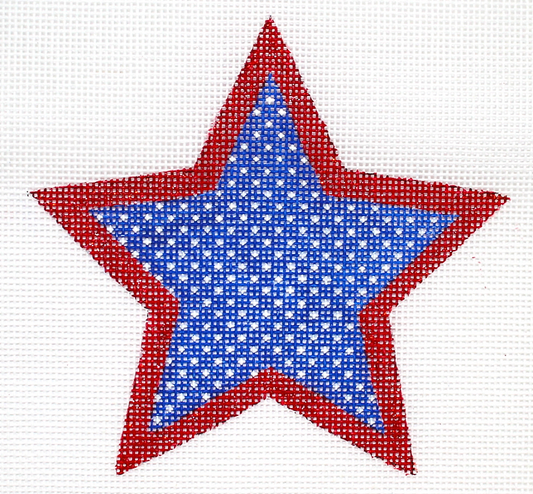 Mini Star – Blue w/ White Dots & Sparkly Red Border OM-236