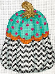 Funky Punkin Stand-Up #10 – Turquoise Top w/ Fuchsia Polka Dots, Black/White Zigzag Bottom SST-265
