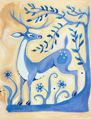 Blue Deer On Parchment      AT-PL-07