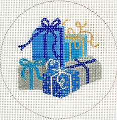 Hannukah Round – Wrapped Gifts – Blues, Silver & Gold JM-09