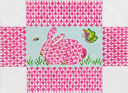 Brick – Fishnet Pink Bunny In The Grass With Bee & Butterfly BR-33