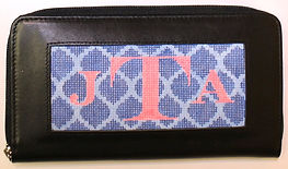 Lee’s Jewelry Box/Wallet Insert – Quatrefoils – Royal Blue On Light Blue w/ Red Lettering (Specify Monogram Or Blank) INSLJW-42