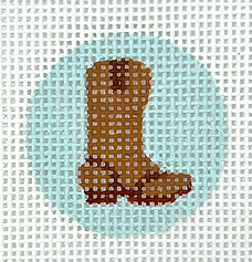 Planet Earth Key Ring Insert – Cowboy Boot – Brown On Sky PKR-48