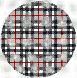 4” Round – Gentleman’S Plaid – Grays, Black & Red w/ Red Letter (Specify Letter Or Blank) INSMC-28