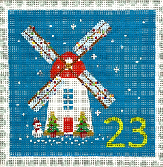 Advent Around The World Stamp #23 – Holland – Windmill w/ Snowman KH-PL-23