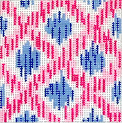 3” Square Insert – Ikat – Pink Lattice With Blues INSSQ3-30
