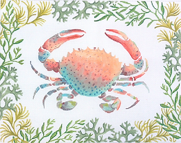 Lady Crab w/ Mixed Seaweeds Border (From An Original Painting By Jack Dickerson) PL-59