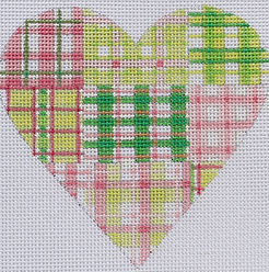 Mini Heart – Madras Patchwork – Pinks & Greens OM-03