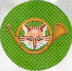 4” Round – Fox & Hunting Horn On Moss Green INSMC-35