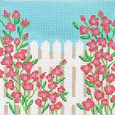 4” Square Insert – Rose Covered Picket Fence INSSQ4-59