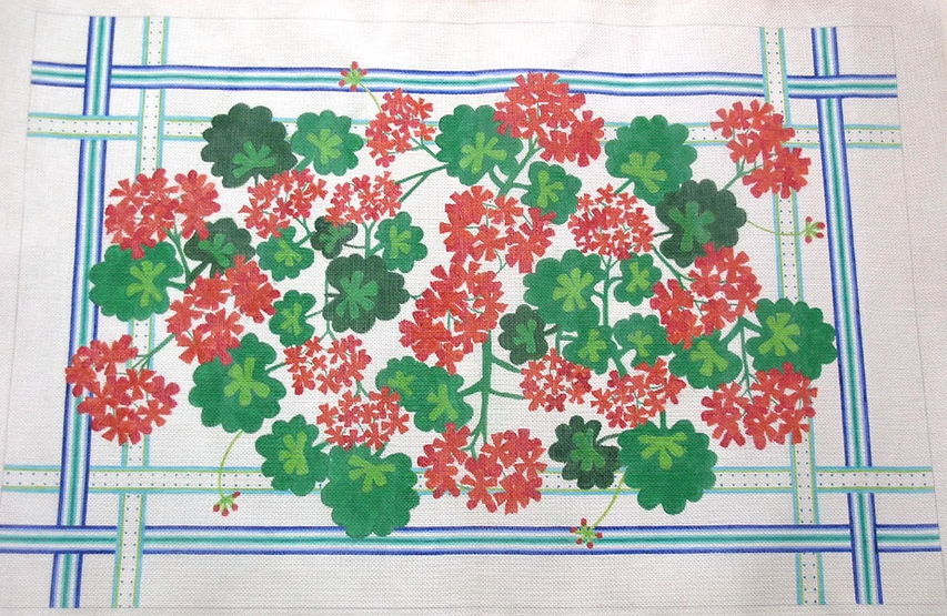 Red Geraniums w/ Ribbons Border RW-04